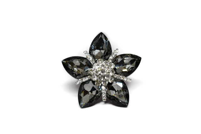 Crystal Floral Brooch 1.50"