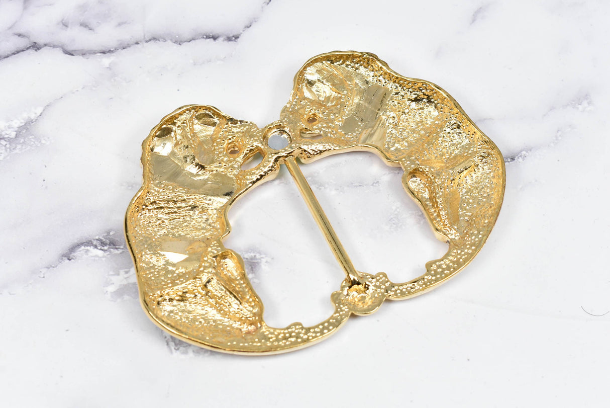 Gold Lion Ribbon Slider Buckle 4 x 2.90