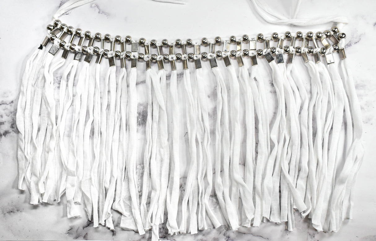 Fringe Trim Metallic Silver Beads