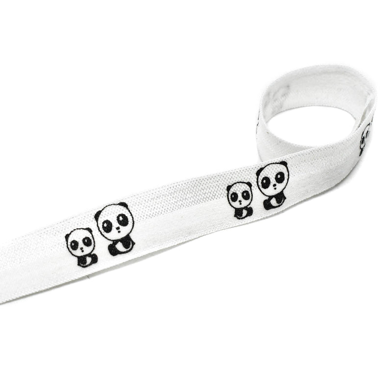 Fold-Over Elastic Cute Panda Print 0.63"
