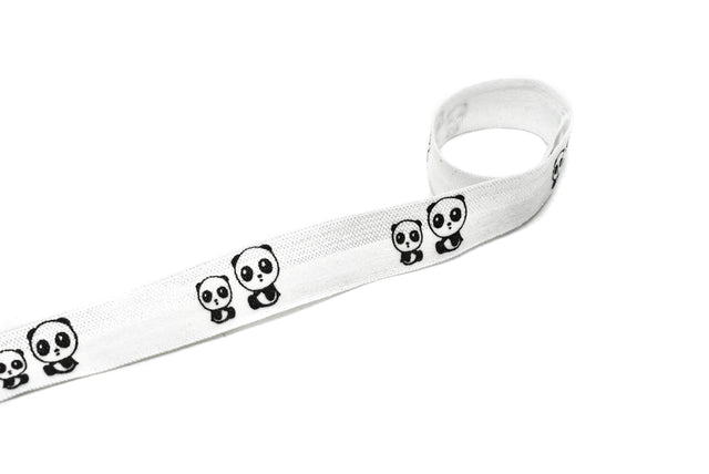 Fold-Over Elastic Cute Panda Print 0.63"