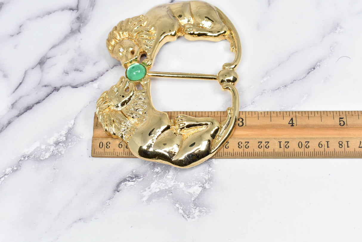 Gold Lion Ribbon Slider Buckle 4 x 2.90