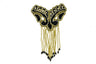 Beaded Fringe Applique Black Gold 8.5x5.5