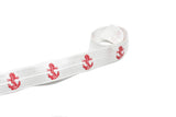Fold-Over Elastic Red Ship Anchor Print 0.63"