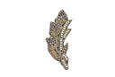 Rhinestone Beaded Leaf Applique 5.90 x 2