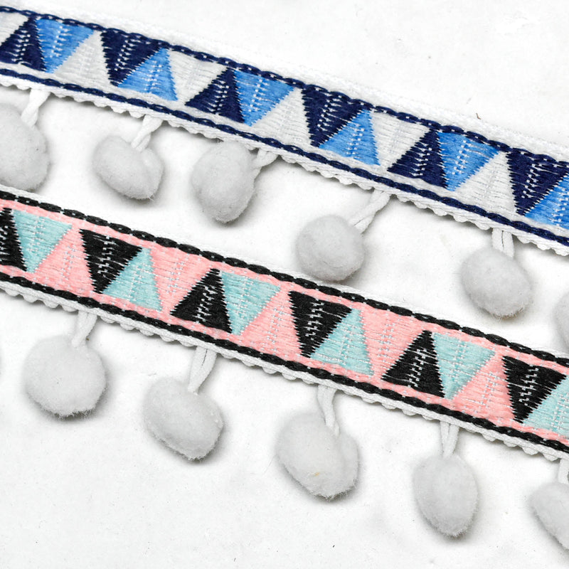 Pom-Pom Trim Tri-Colored 1.50"
