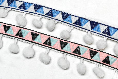 Pom-Pom Trim Tri-Colored 1.50"