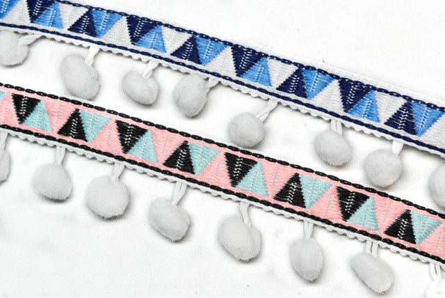 Pom-Pom Trim Tri-Colored 1.50"