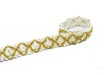 Sequins Trim Metallic Gold 0.63" White