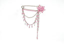 Rhinestone Brooch Pin Dangling Flower Pink 3.25 x 4.25