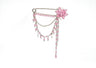 Rhinestone Brooch Pin Dangling Flower Pink 3.25 x 4.25