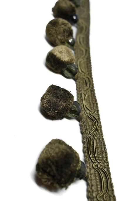 Pom-Pom Tassel Fringe Trim Army Green 2.50"
