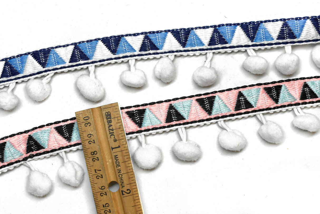 Pom-Pom Trim Tri-Colored 1.50"