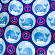 Whale and Anchors in Circles Anti Pill Fleece Fabric,