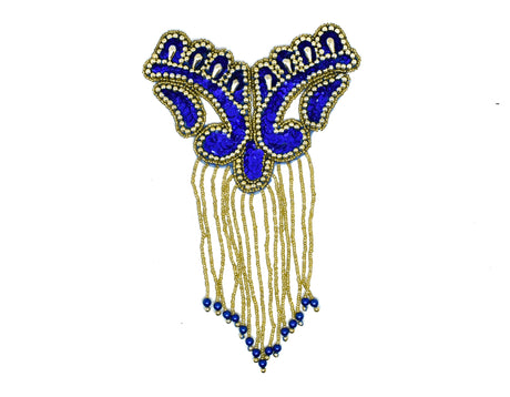 Beaded Fringe Applique Black Gold 8.5x5.5