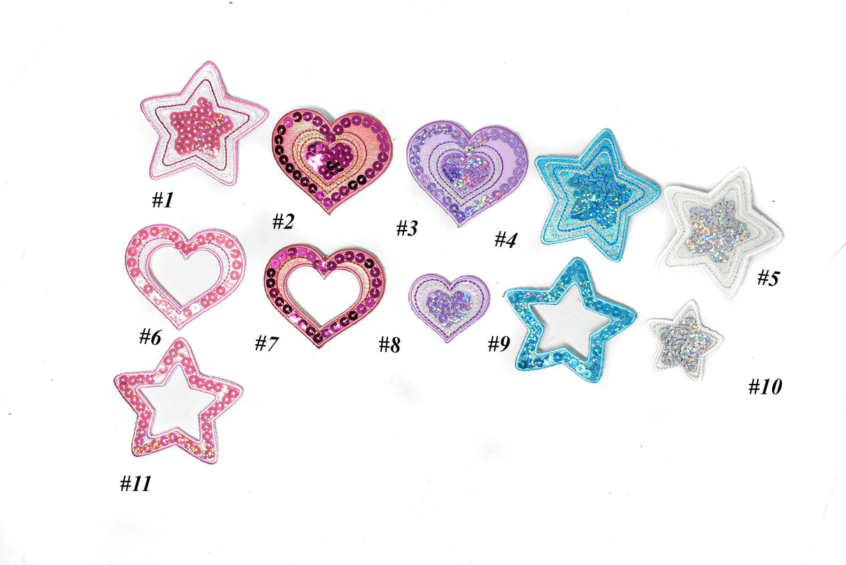 Sequins Heart Star Applique Patch