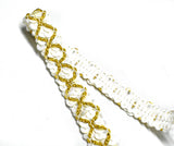 Sequins Trim Metallic Gold 0.63" White