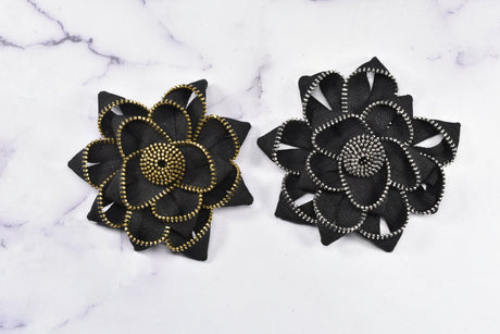 Embroidered Flower Applique Zipper Satin Ribbon
