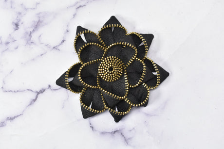 Embroidered Flower Applique Zipper Satin Ribbon