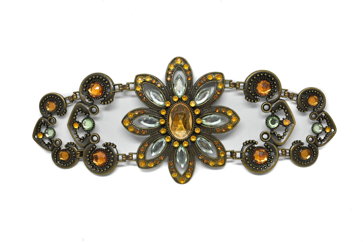 Vintage Flower Buckle Connector Gold 11 x 4.25