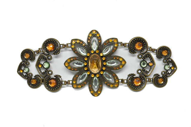 Vintage Flower Buckle Connector Gold 11 x 4.25