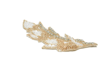 Rhinestone Beaded Leaf Applique 5.90 x 2