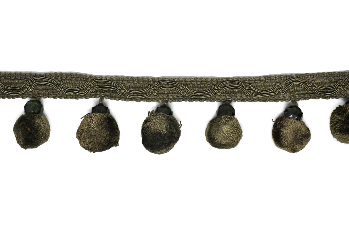 Pom-Pom Tassel Fringe Trim Army Green 2.50"