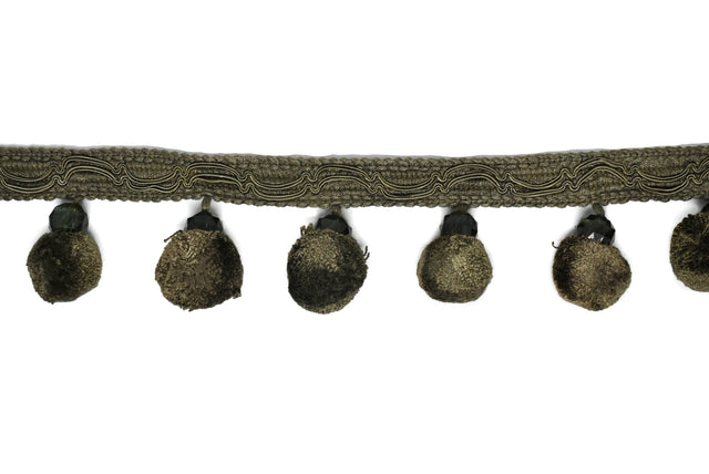 Pom-Pom Tassel Fringe Trim Army Green 2.50"