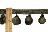 Pom-Pom Tassel Fringe Trim Army Green 2.50"