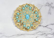 Beaded Gold Turquoise Pearl Buckle 5"