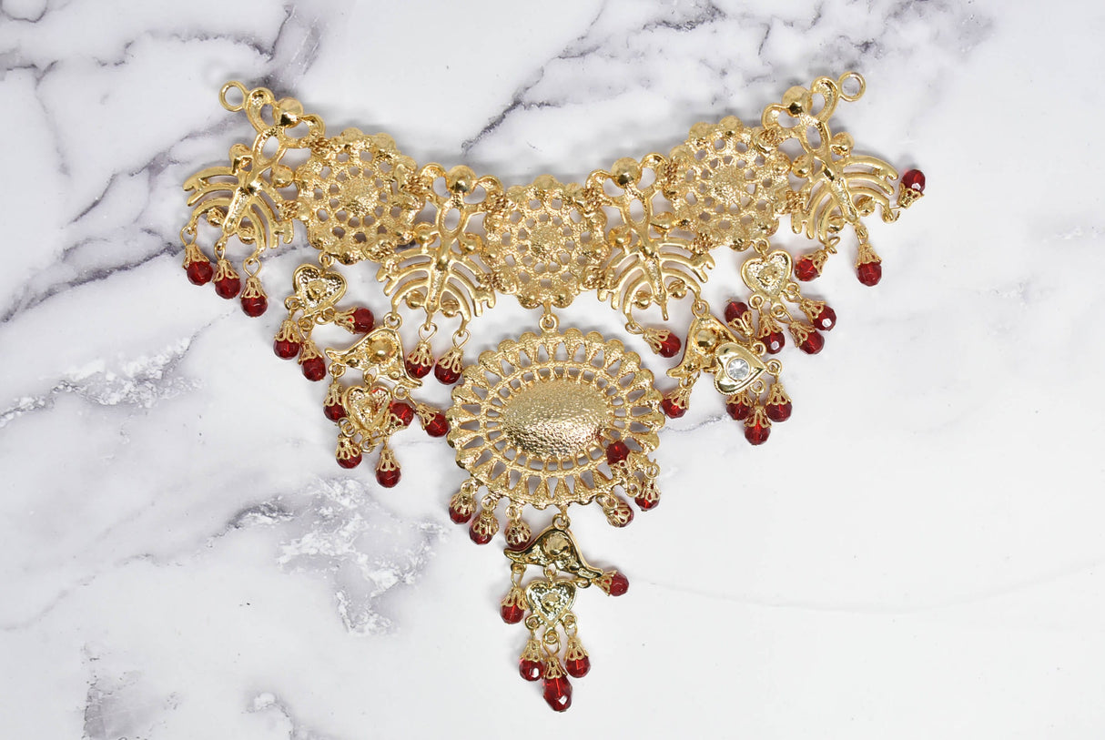 Rhinestone Connector Buckle Gold Dangling 6 x 5