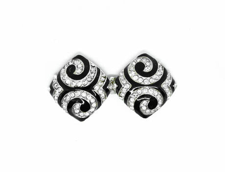 Rhinestone Connector Black White 2x2