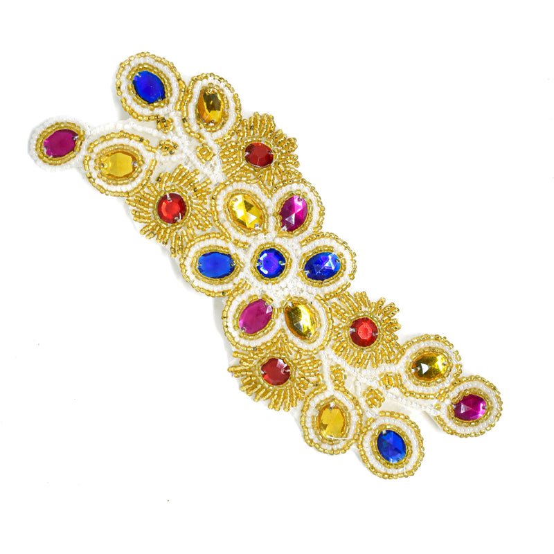 Rhinestone Patch Colorful Wavy Floral 7 x 2