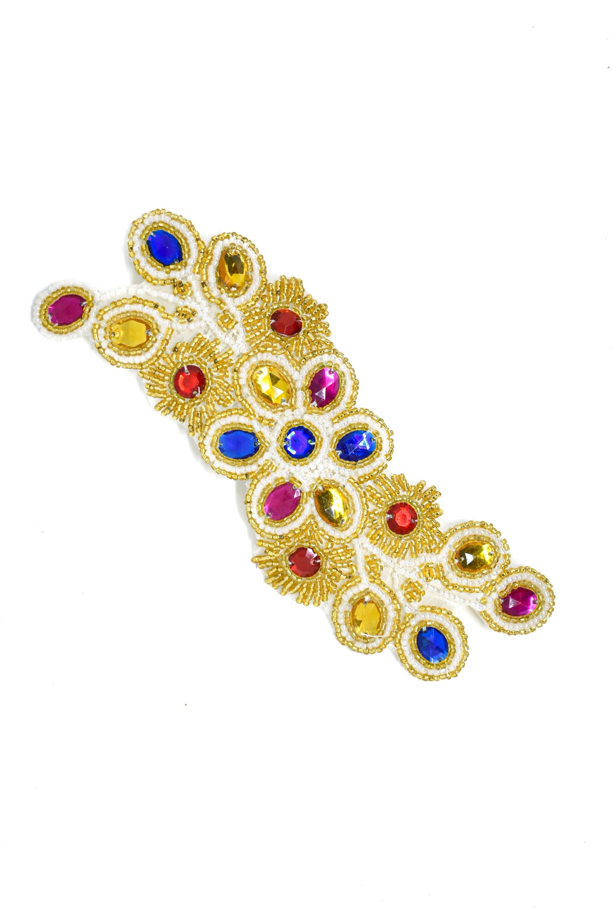 Rhinestone Patch Colorful Wavy Floral 7 x 2