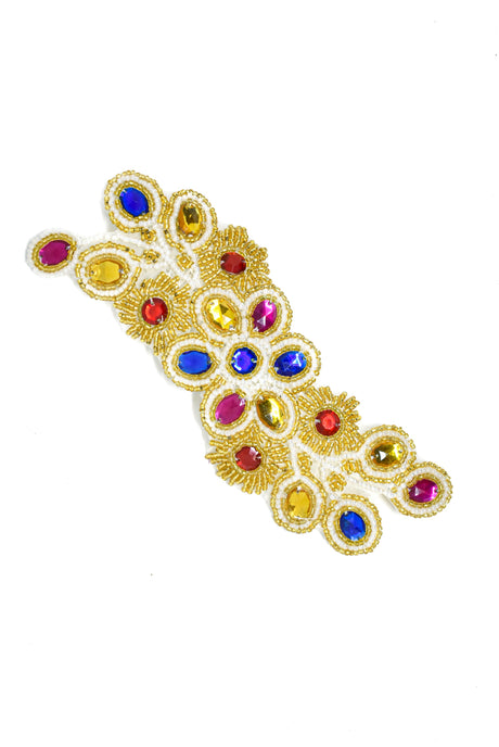 Rhinestone Patch Colorful Wavy Floral 7 x 2
