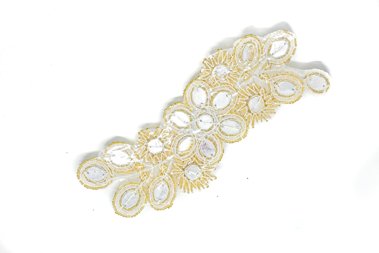Rhinestone Patch Colorful Wavy Floral 7 x 2