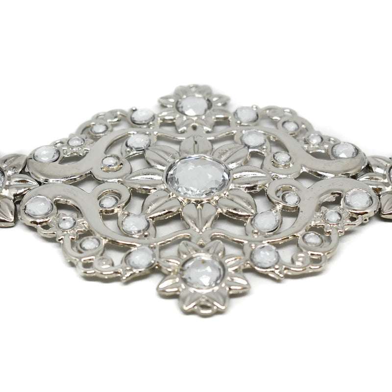 Belt Buckle Floral Silver Connector