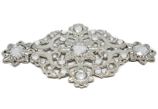 Belt Buckle Floral Silver Connector