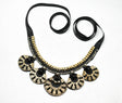 Necklace Applique Gold Beaded Black