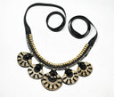 Necklace Applique Gold Beaded Black