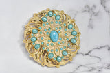 Beaded Gold Turquoise Pearl Buckle 5"
