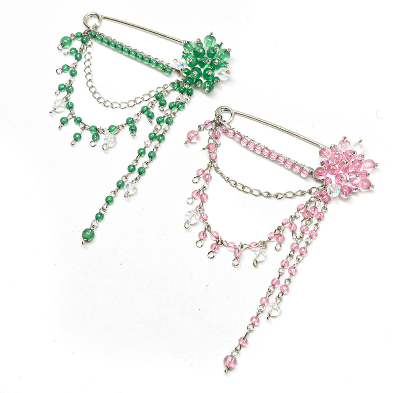 Rhinestone Brooch Pin Dangling Flower Pink 3.25 x 4.25