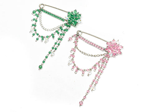 Rhinestone Brooch Pin Dangling Flower Pink 3.25 x 4.25