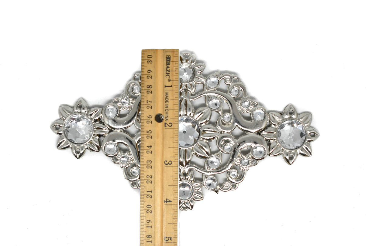 Belt Buckle Floral Silver Connector