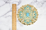 Beaded Gold Turquoise Pearl Buckle 5"