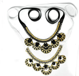 Necklace Applique Gold Beaded Black
