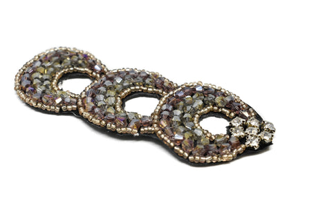 Rhinestone Patch Triple Loop Purple 3.95in