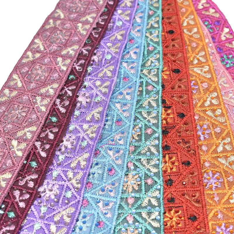 Embroidered Indian Trim 1.25" Assorted Colors