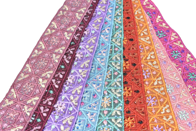 Embroidered Indian Trim 1.25" Assorted Colors