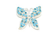 Rhinestone Butterfly Brooch Blue 2.25" x 1.75"